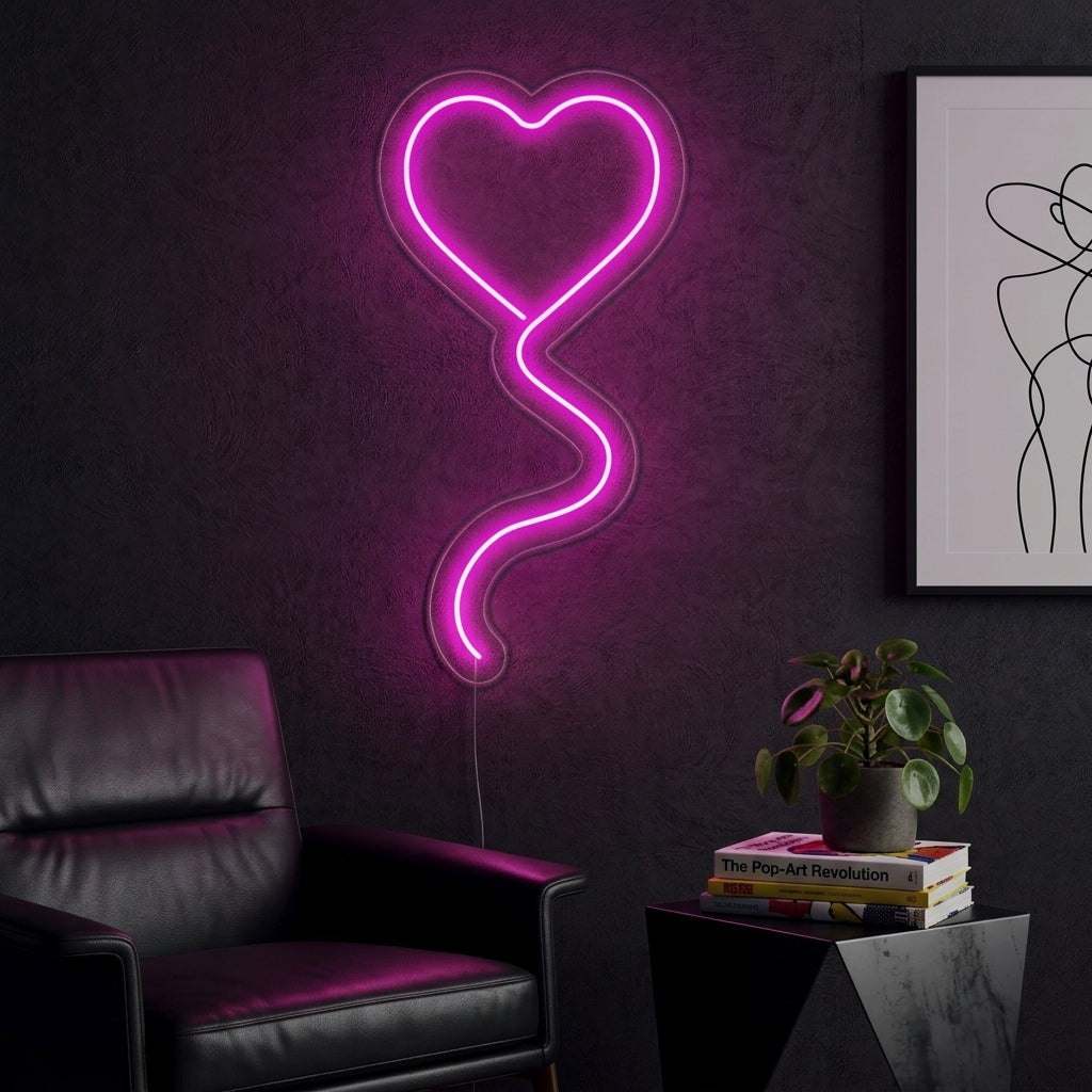 "Palloncino Cuore Rosa" Insegna al neon