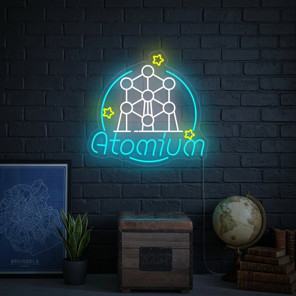 "Atomium A Bruxelles In Belgio" Insegna al neon