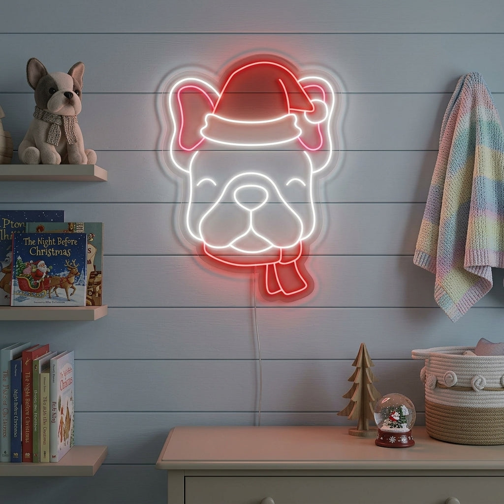 "Bulldog, Christmas" Insegna al neon