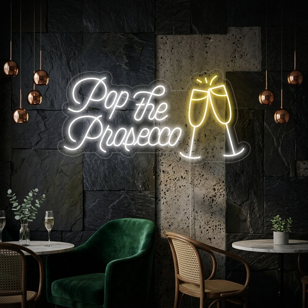 "Pop The Prosecco Bar" Insegna al neon