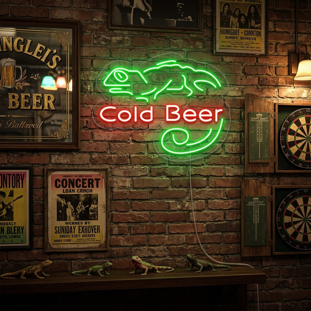 "Cold Beer Bar, Bar" Insegna al neon