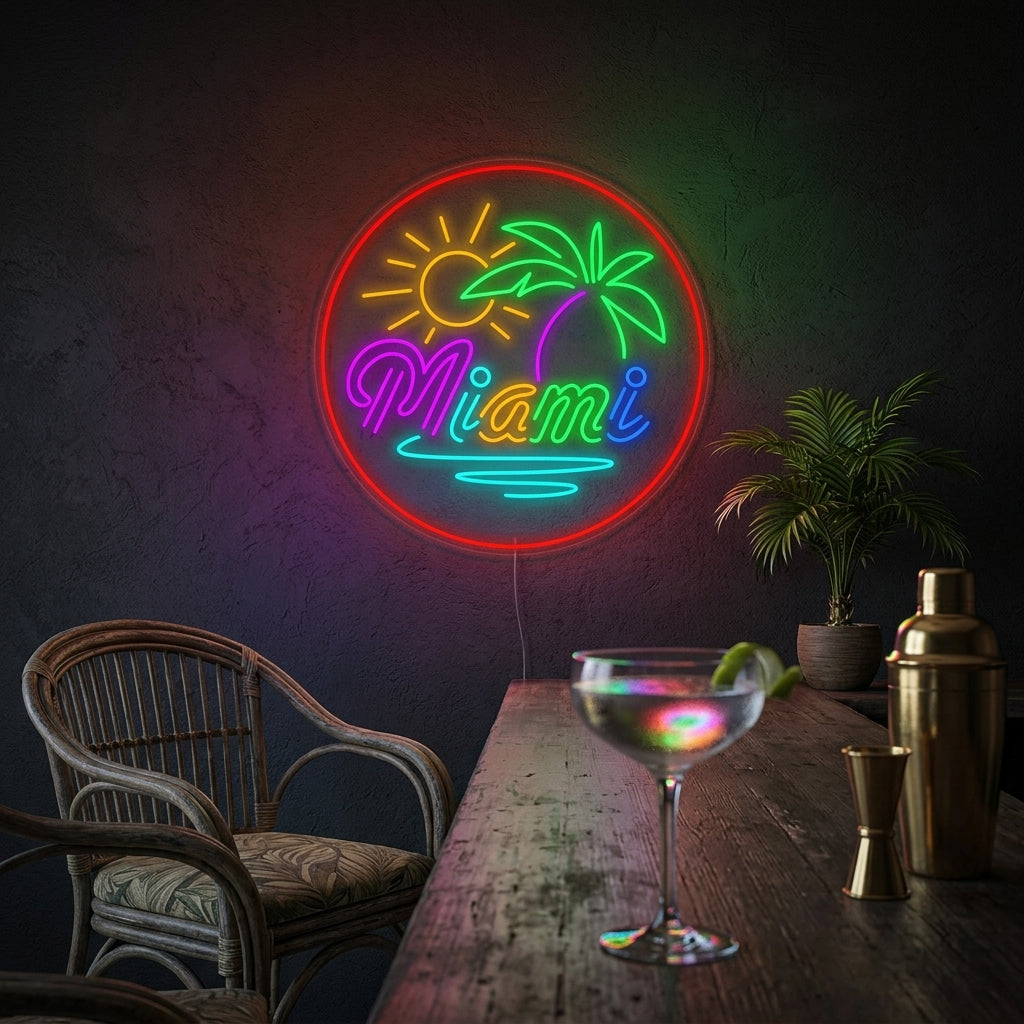 "Miami Bar Sulla Spiaggia In Florida" Insegna al neon