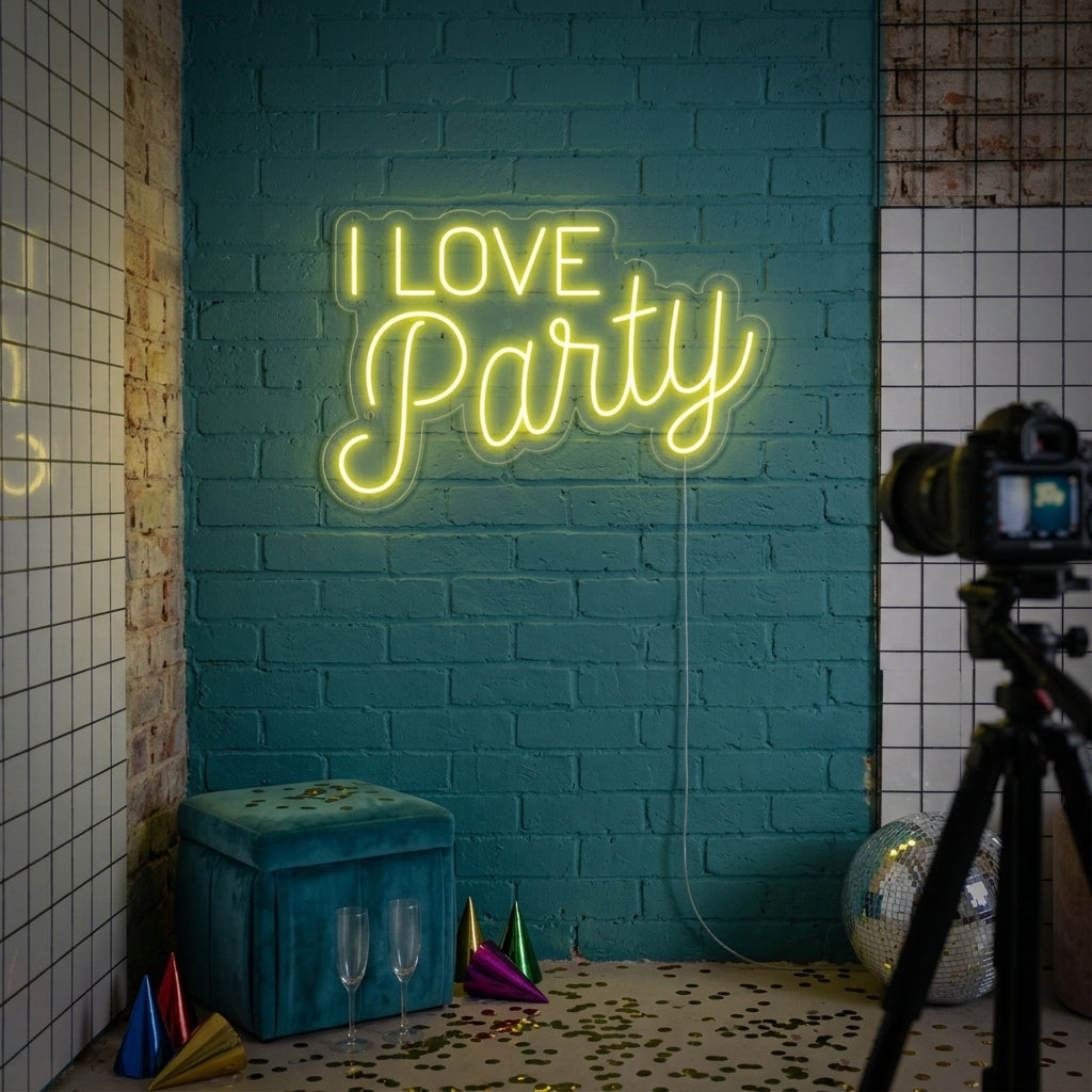 "I Love Party" Insegna al neon