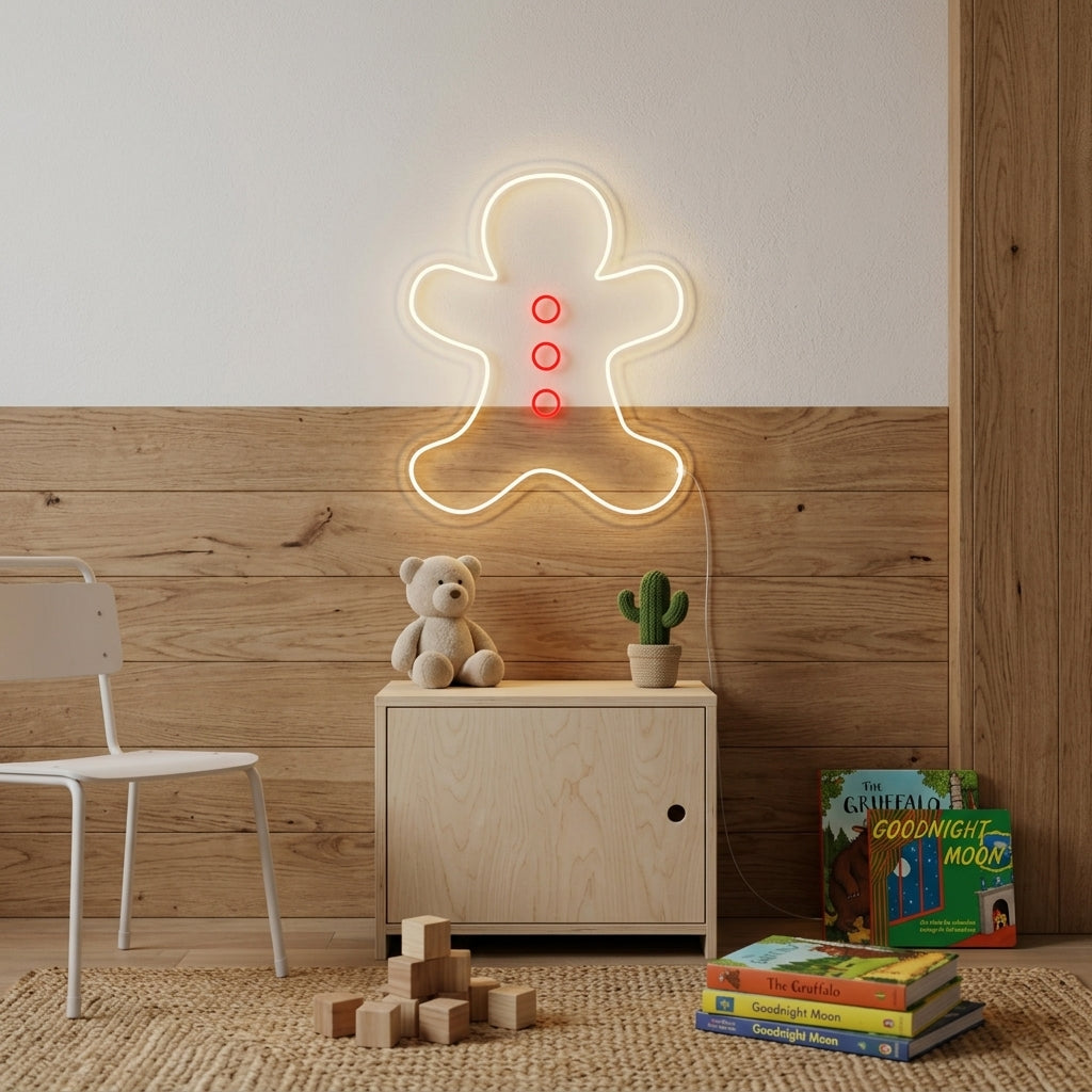 "Omino Di Pan Di Zenzero, Decorazione Camera Dei Bambini" Insegna al neon