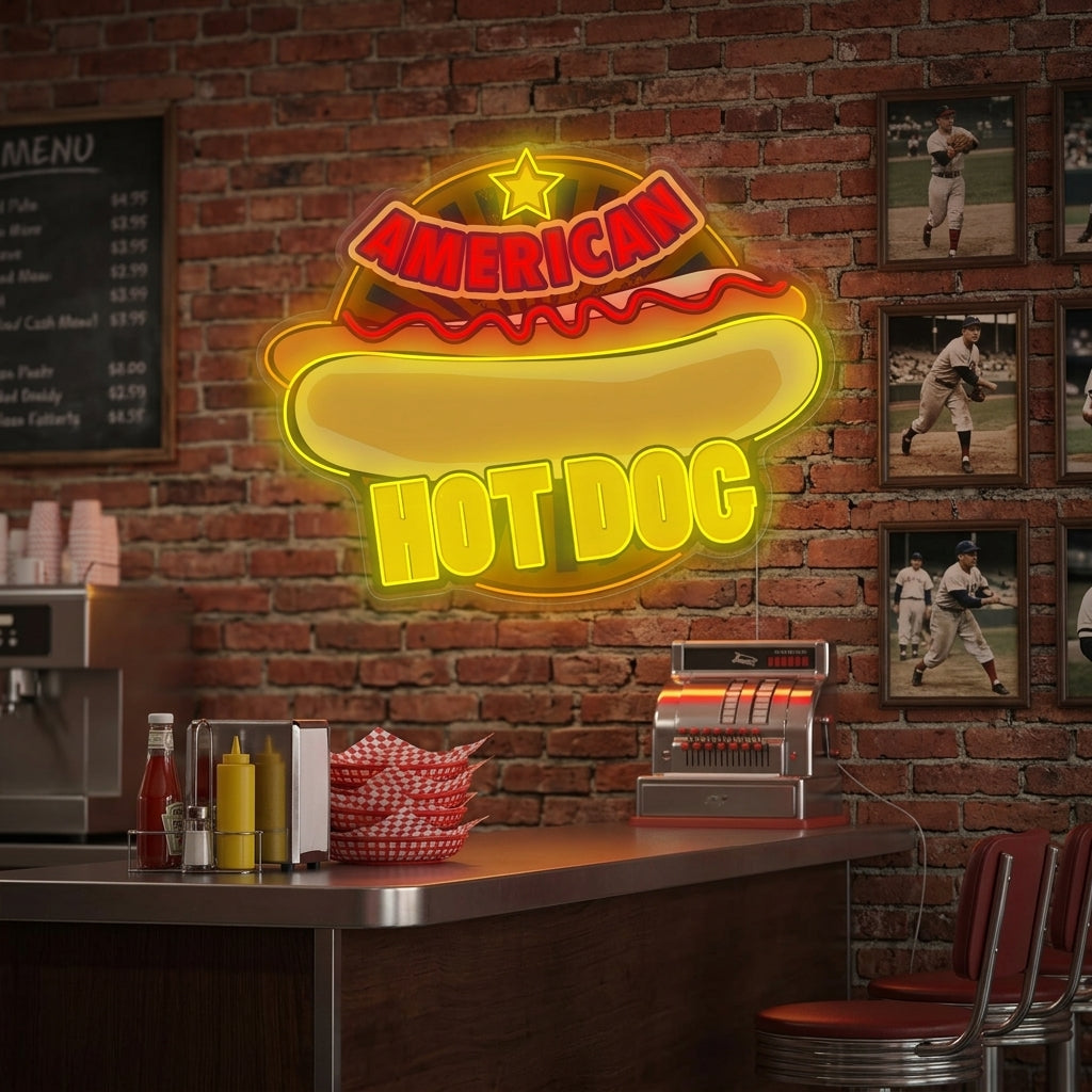 "American Hot Dog" Insegna al neon