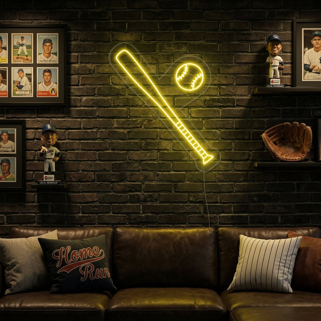 "Mazza Da Baseball Palla" Insegna al neon
