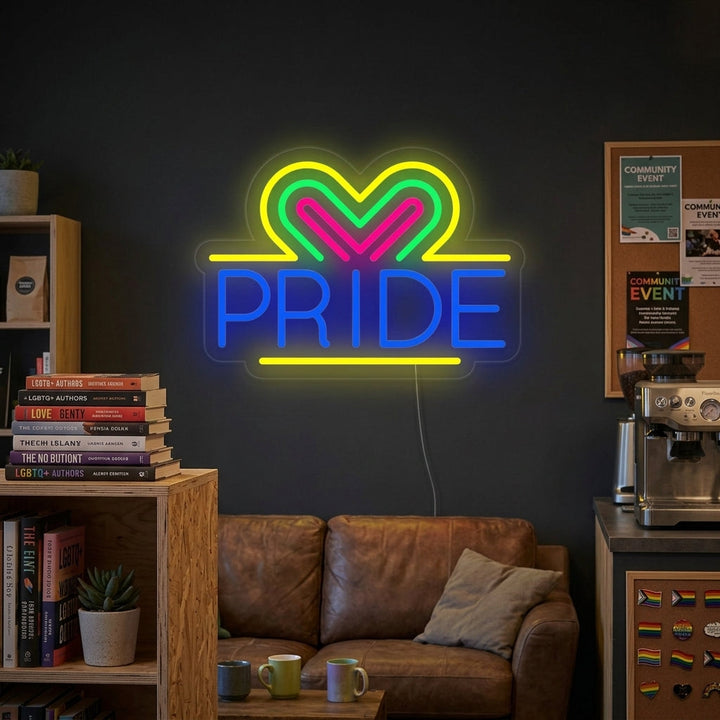 "LGBT, PRIDE, Cuori" Insegna al neon