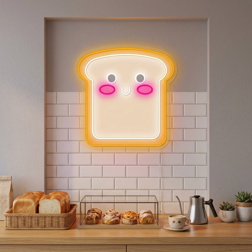 "Pane a fette Kawaii" Insegna al neon