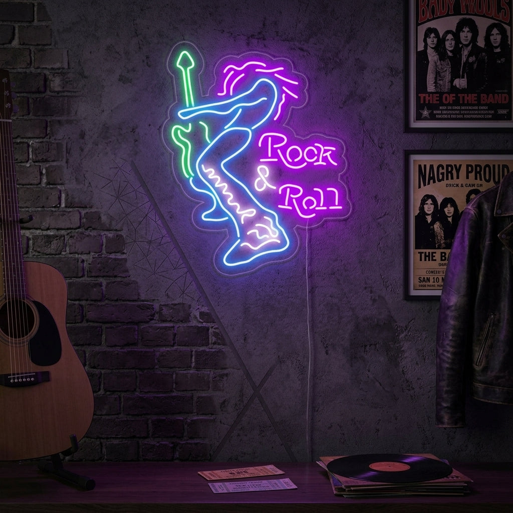 "Rock And Roll, Chitarrista Elettrico" Insegna al neon