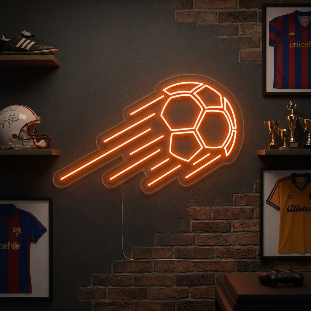 Insegna neon LED pallone da calcio con effetto movimento