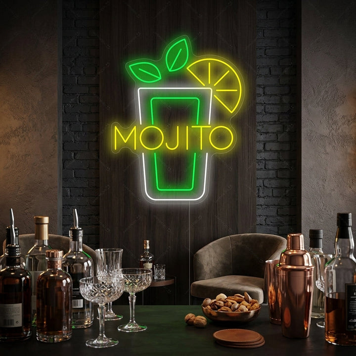 "Bicchiere da vino Mojito" Insegna al neon