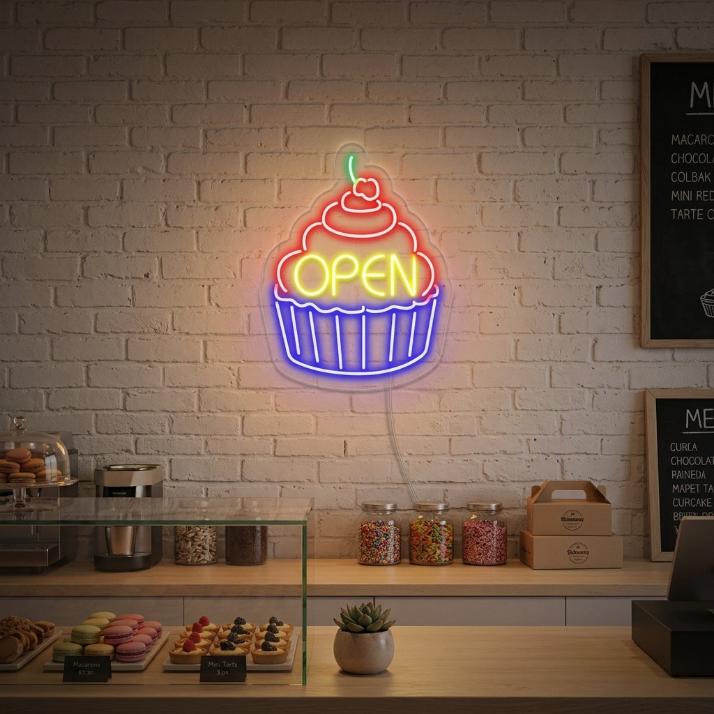 "Cupcake Open" Insegna al neon