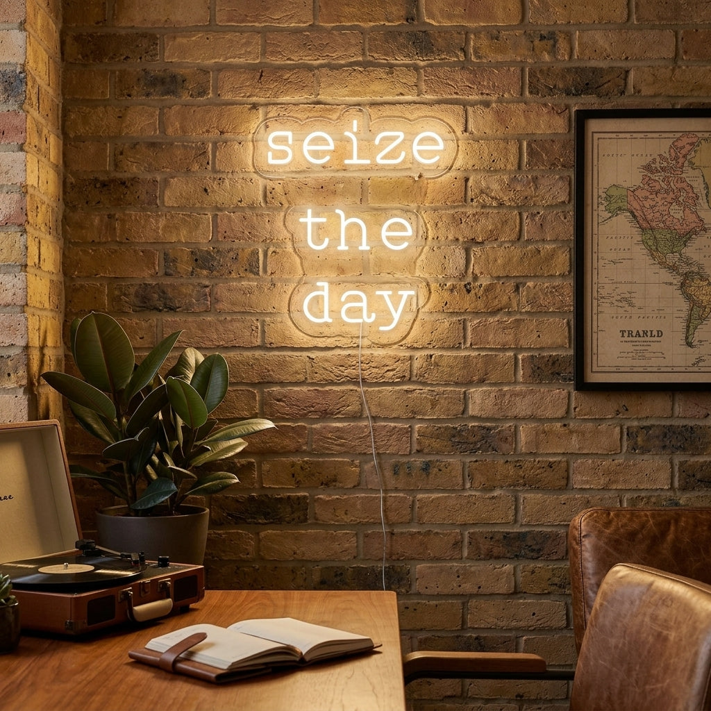 "Seize The Day" Insegna al neon