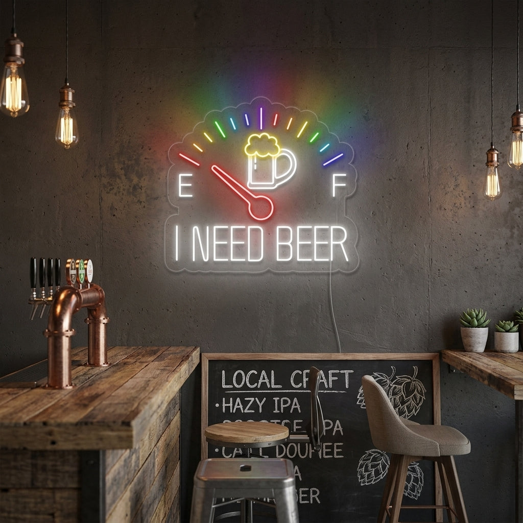 "I Need Beer Orologio" Insegna al neon