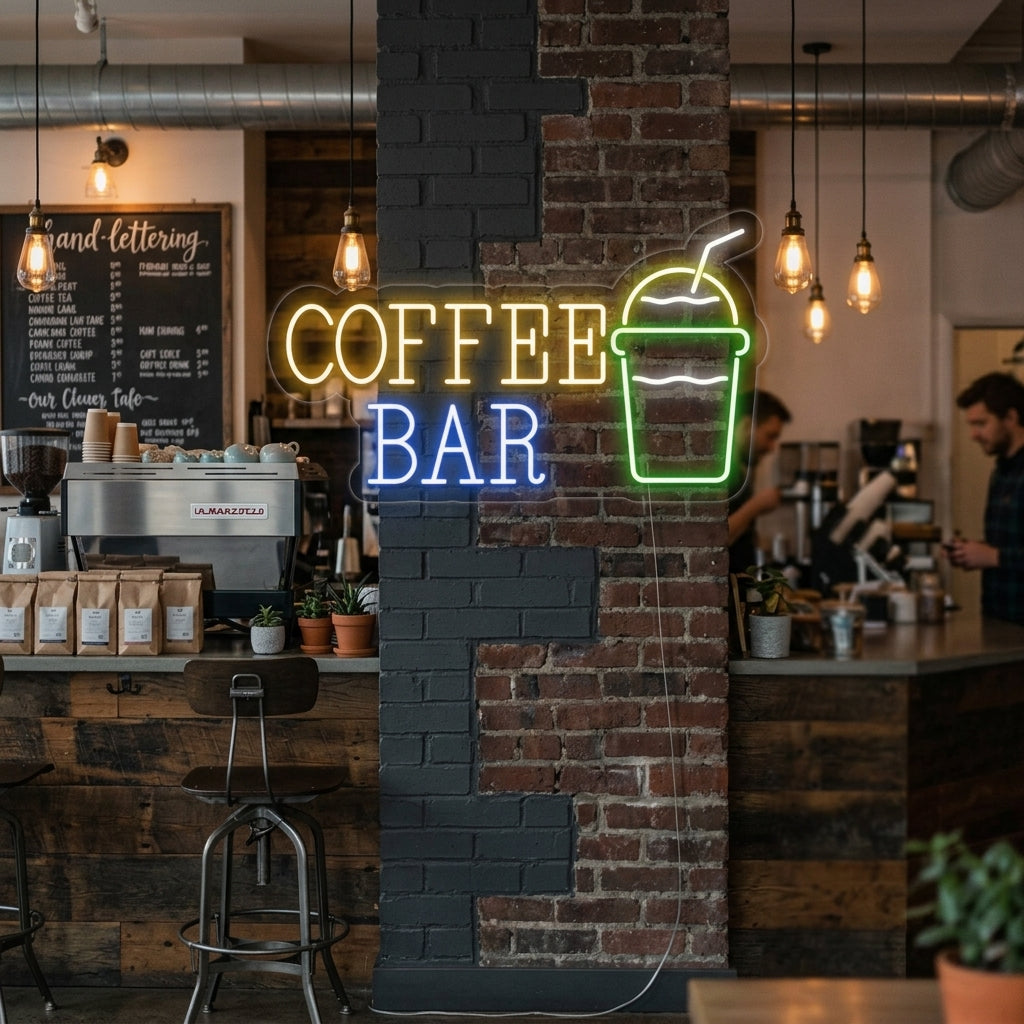 "Tazza da caffè, Coffee Bar" Insegna al neon