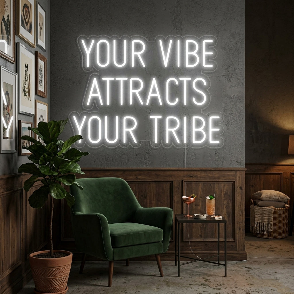 "Your Vibe Attracts Your Tribe, Matrimonio" Insegna al neon