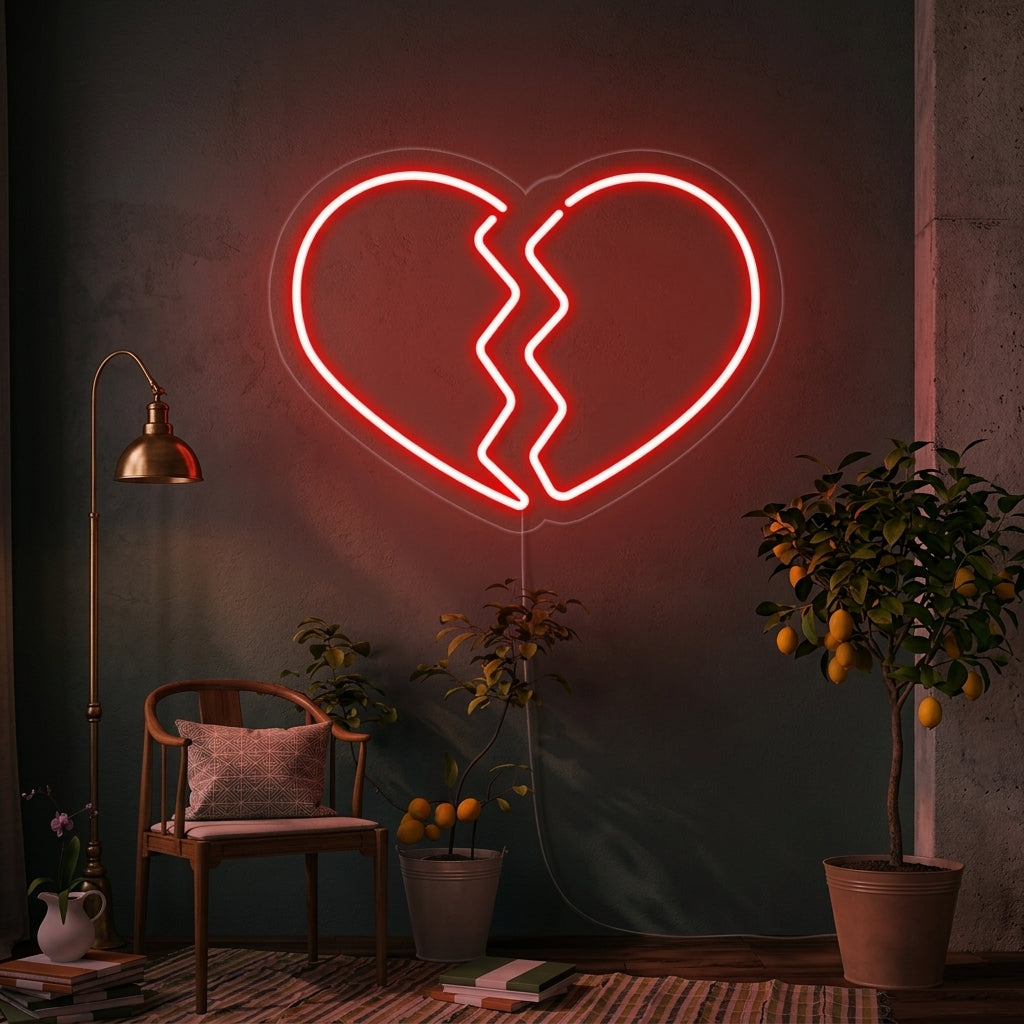 "Cuore Spezzato" Insegna al neon