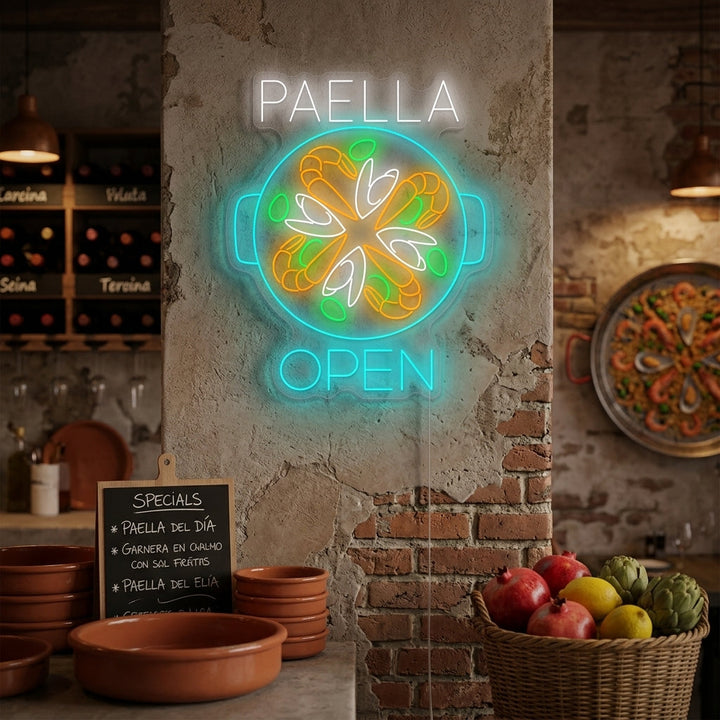"Paella Open" Insegna al neon