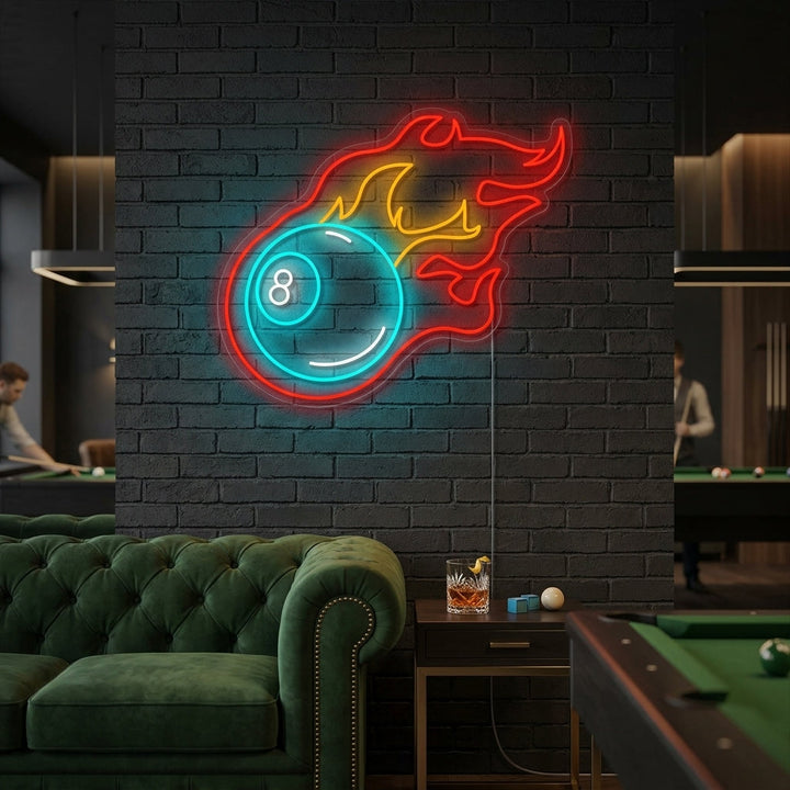 "Biliardo a fuoco" Insegna al neon
