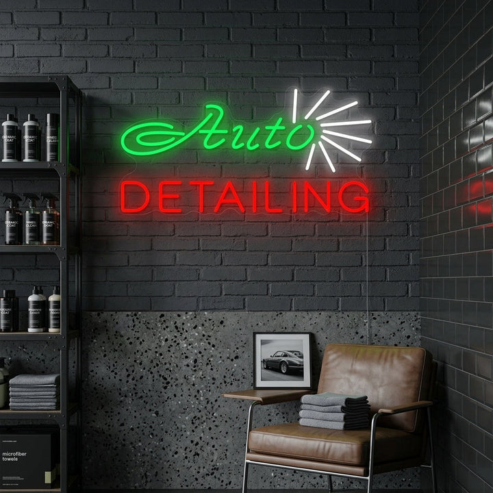 "Negozio, Auto Detailing" Insegna al neon