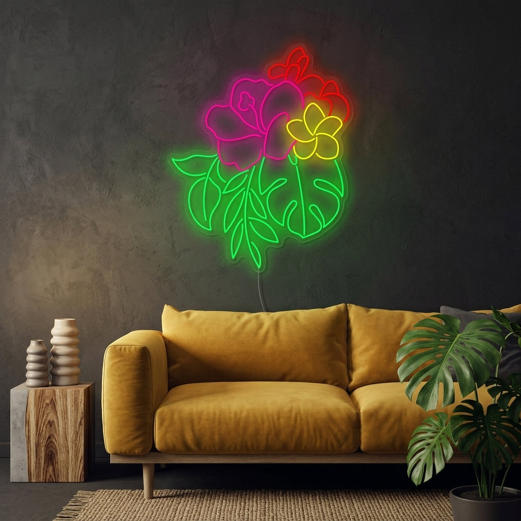 "Fiore di ibisco" Insegna al neon