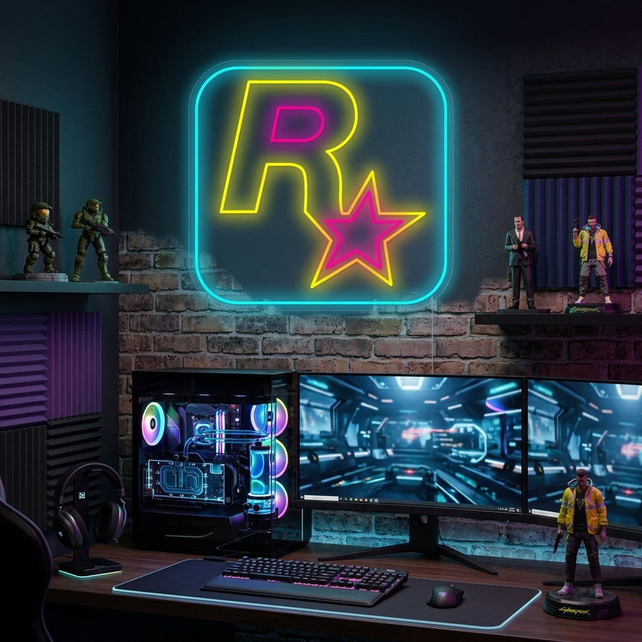 Insegna neon LED Rockstar Games logo