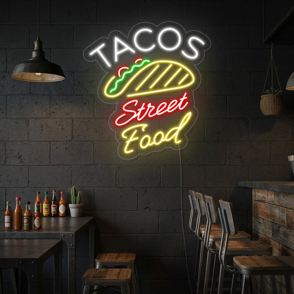 "Tacos Sweet Food" Insegna al neon