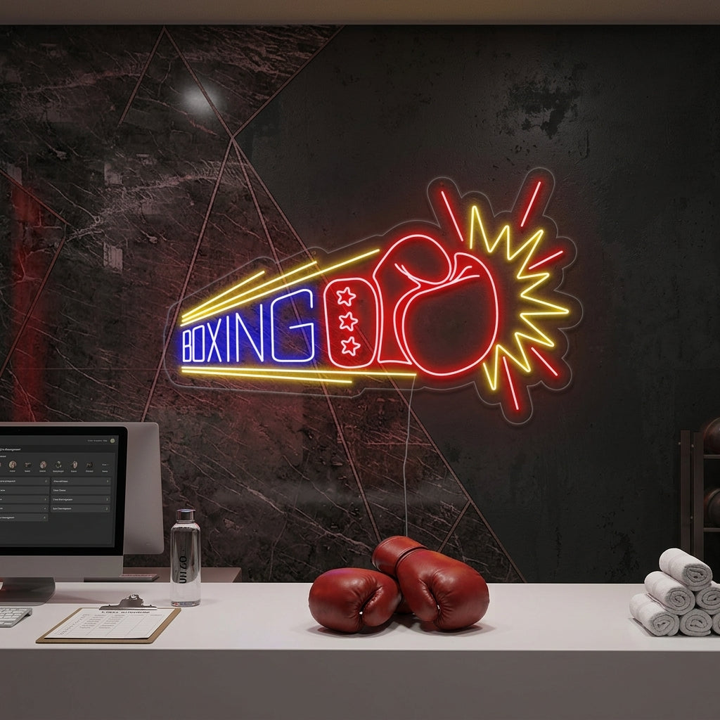 "Boxing, Guanti da boxe" Insegna al neon