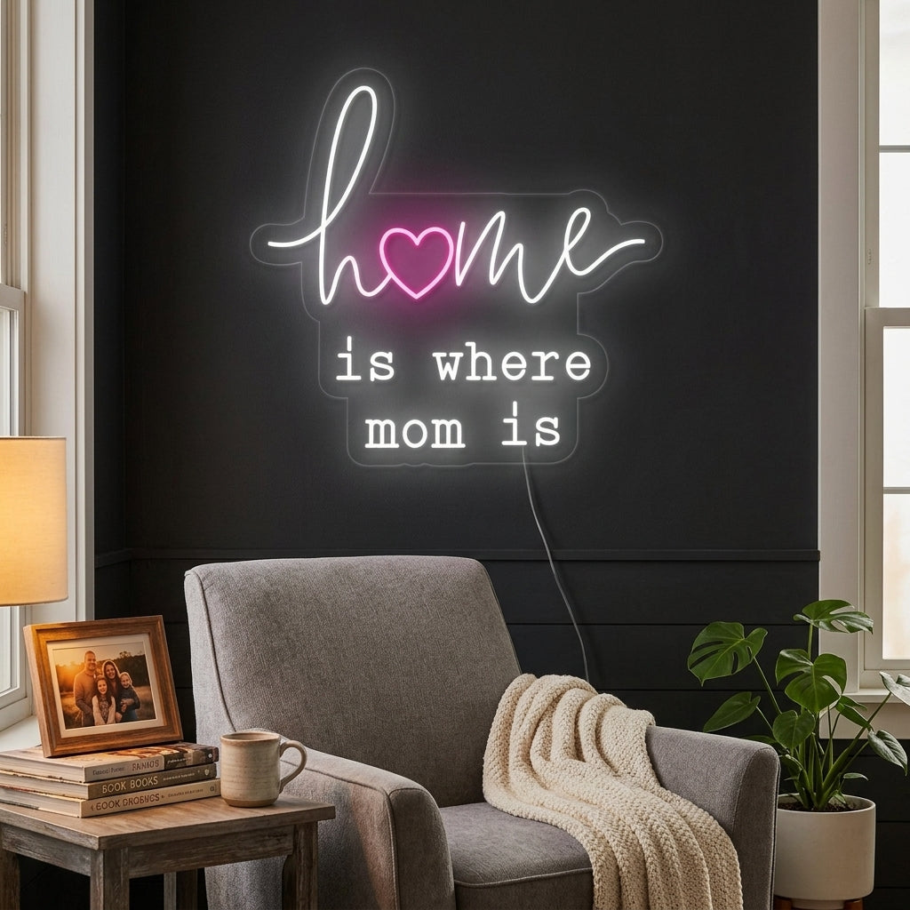 "Home Is Where Mom Is" Insegna al neon