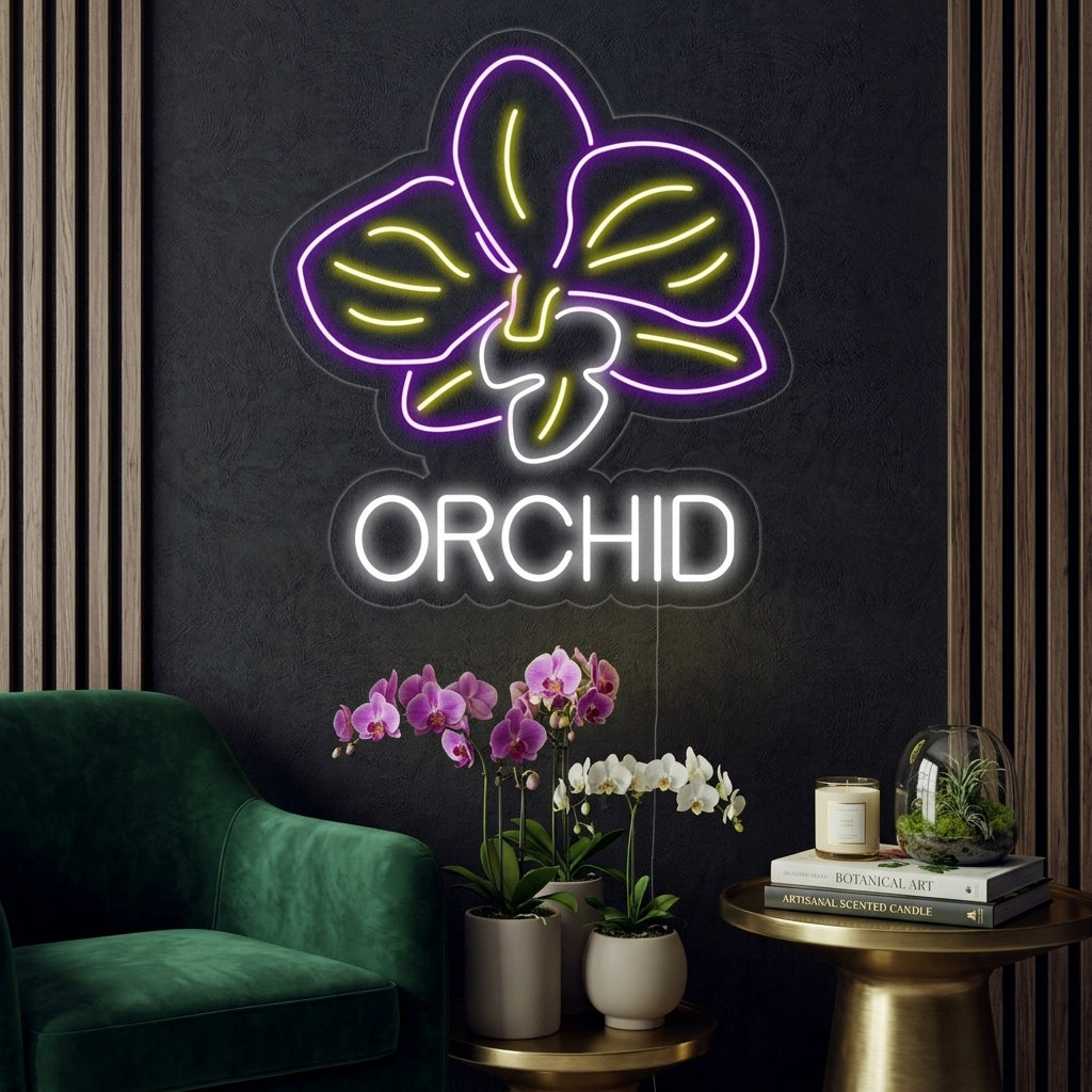"Orchid, fiore di orchidea" Insegna al neon