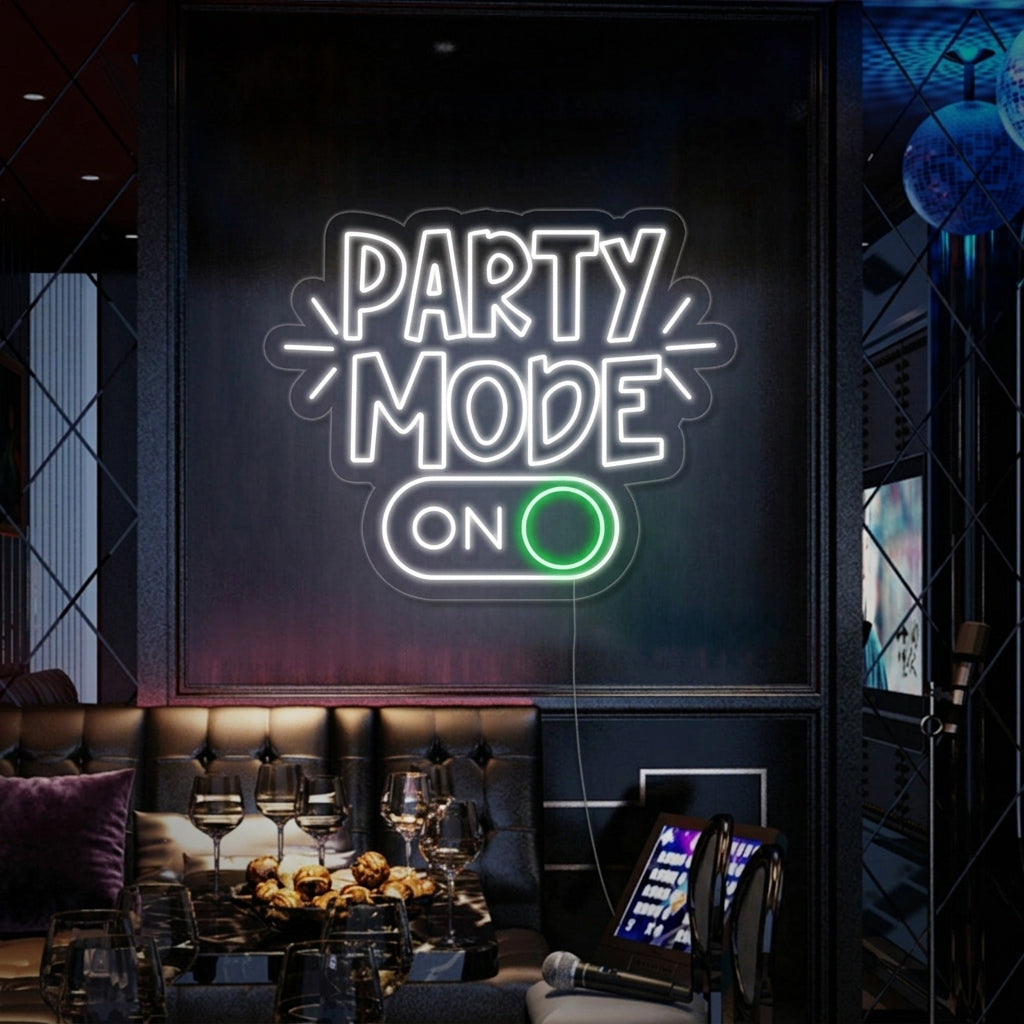"Party Mode On" Insegna al neon