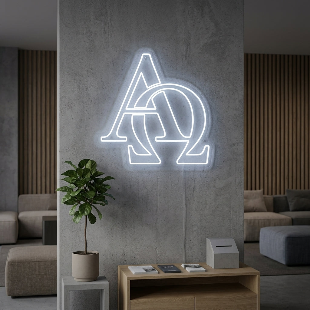 "Simbolo Cristiano Alfa Omega" Insegna al neon
