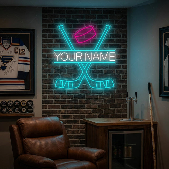 "Personalizzato incrociato bastoni da hockey" Insegna al neon