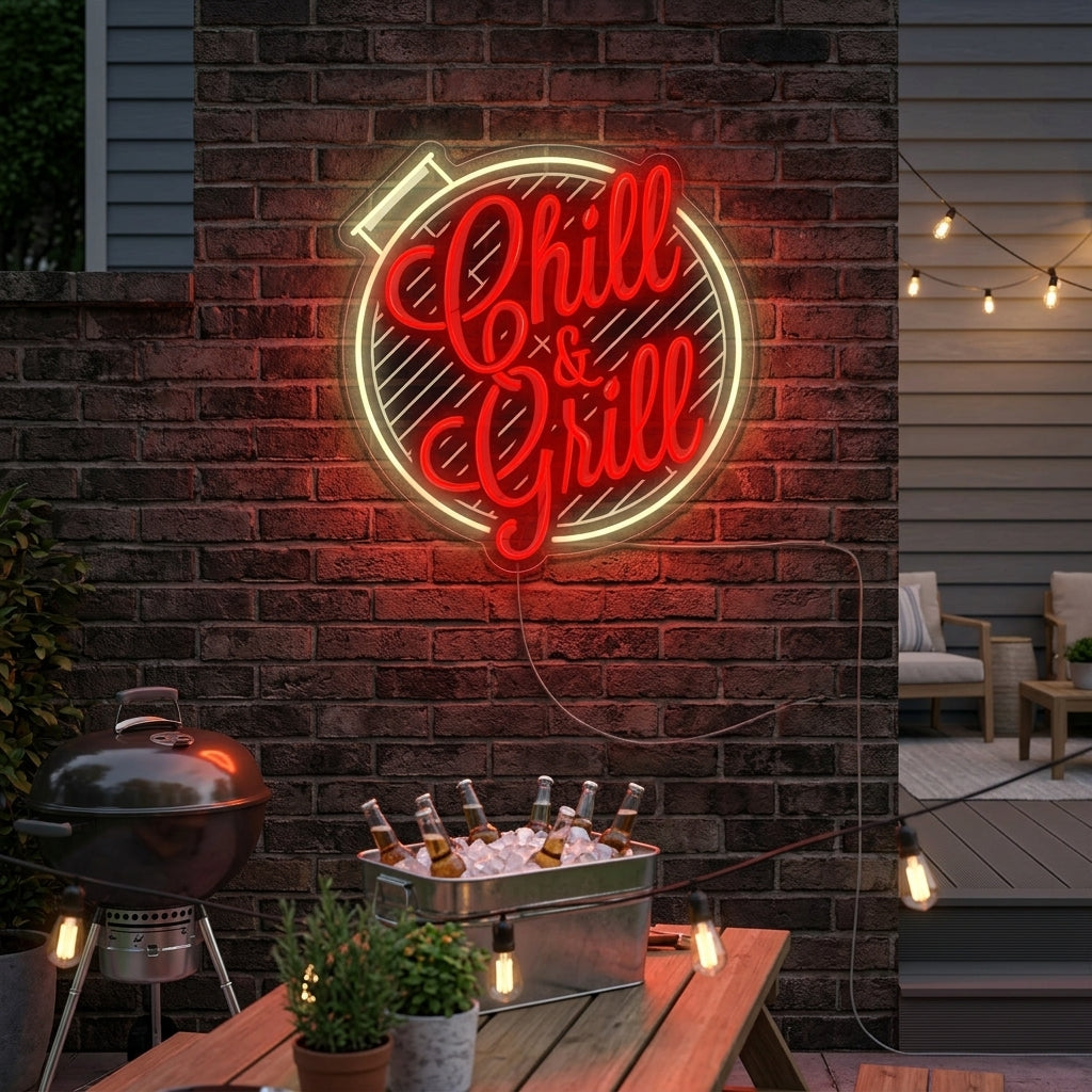 "Chill And Grill" Insegna al neon