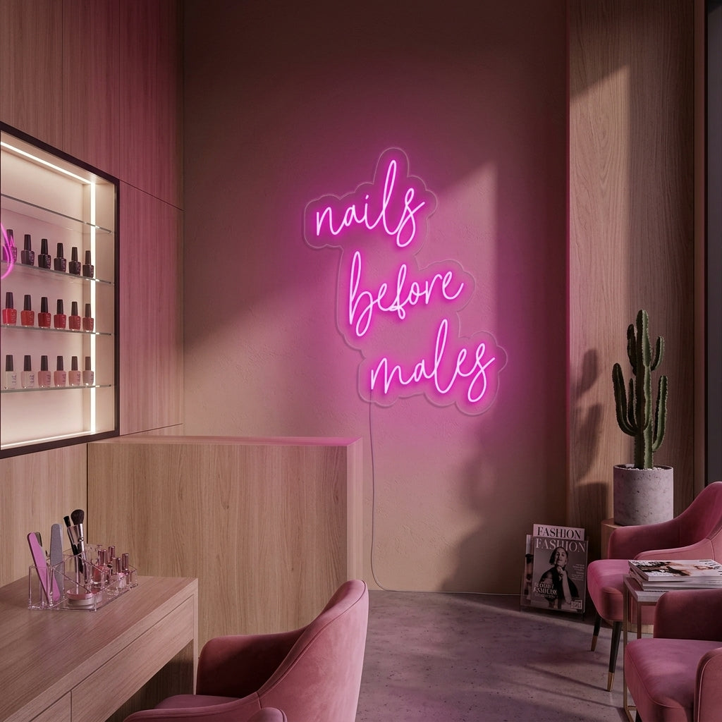 "Nails Before Males" Insegna al neon