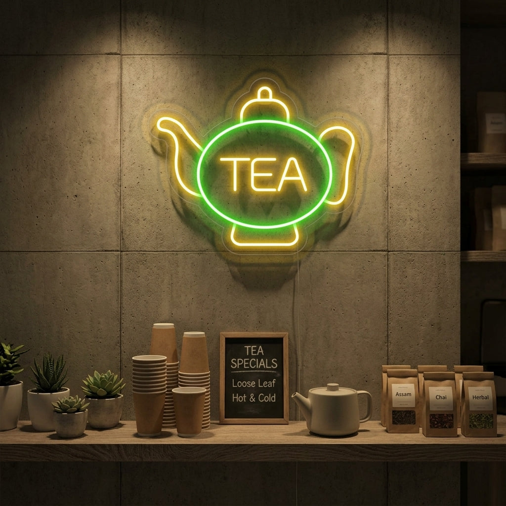 "Tea, Tazza da tè" Insegna al neon