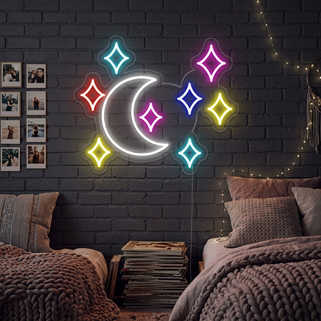 "Luna, Stella" Insegna al neon