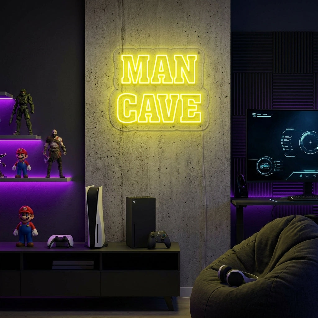 "Man Cave, Arredamento Per Videogiochi" Insegna al neon
