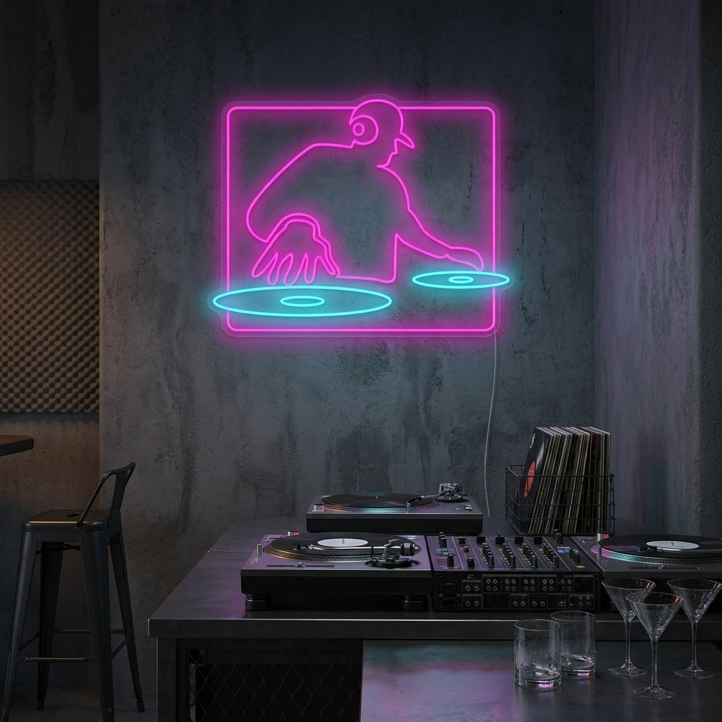 "Dj che suona" Insegna al neon