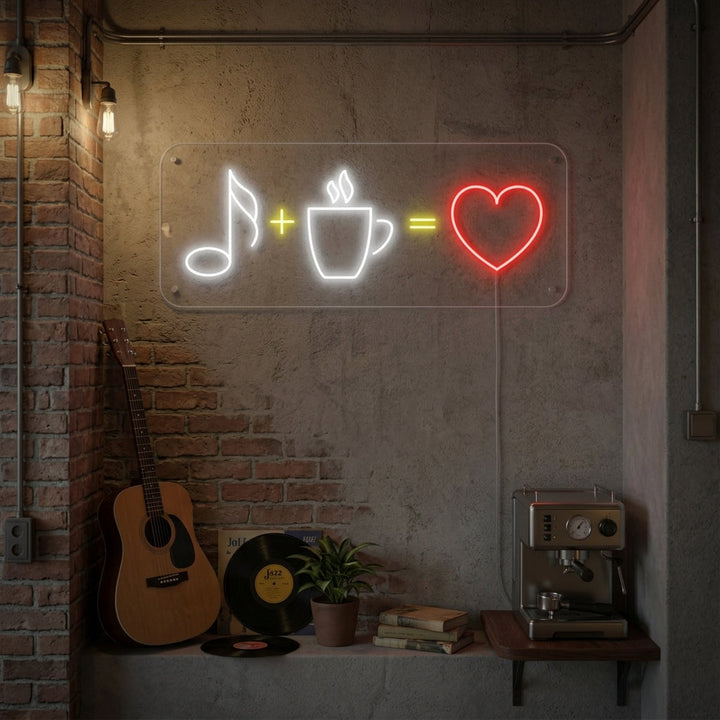 "Caffè Musica Amore" Insegna al neon