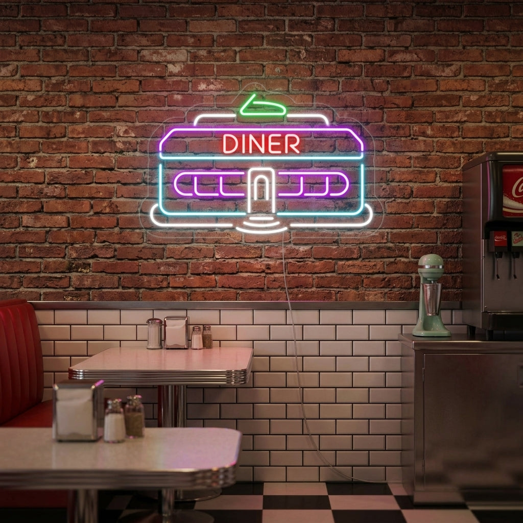 "Auto Diner 1950 Classico Ristorante Retrò" Insegna al neon