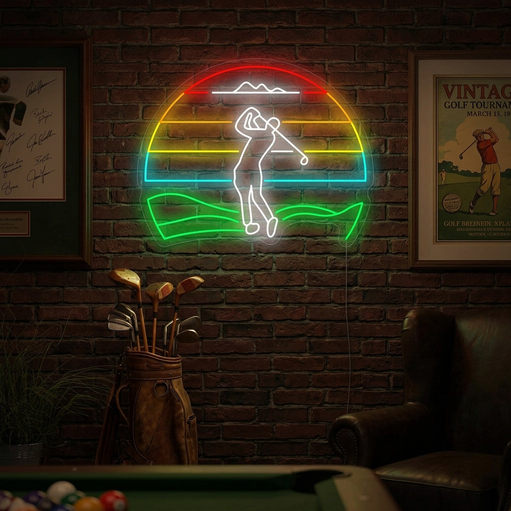 "Golfista che gioca a golf" Insegna al neon