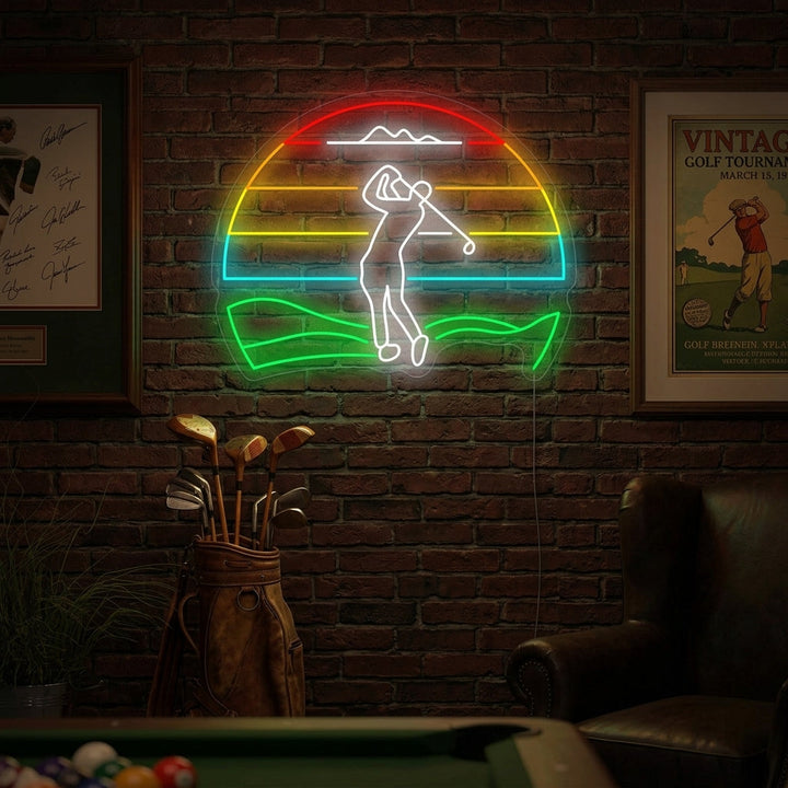 "Golfista che gioca a golf" Insegna al neon