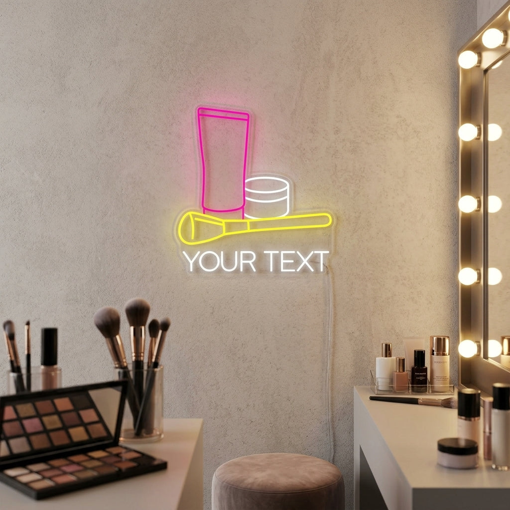 "Testo Personalizzato E Salone Di Bellezza Trucco Cosmetico" Insegna al neon