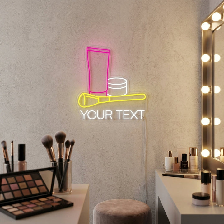"Testo Personalizzato E Salone Di Bellezza Trucco Cosmetico" Insegna al neon