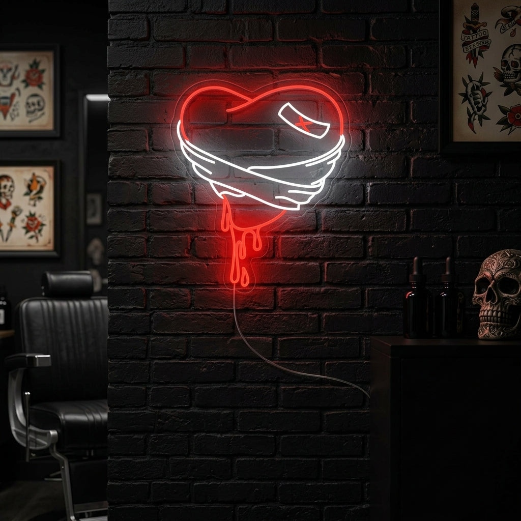 "Cuore Spezzato Sanguinante" Insegna al neon