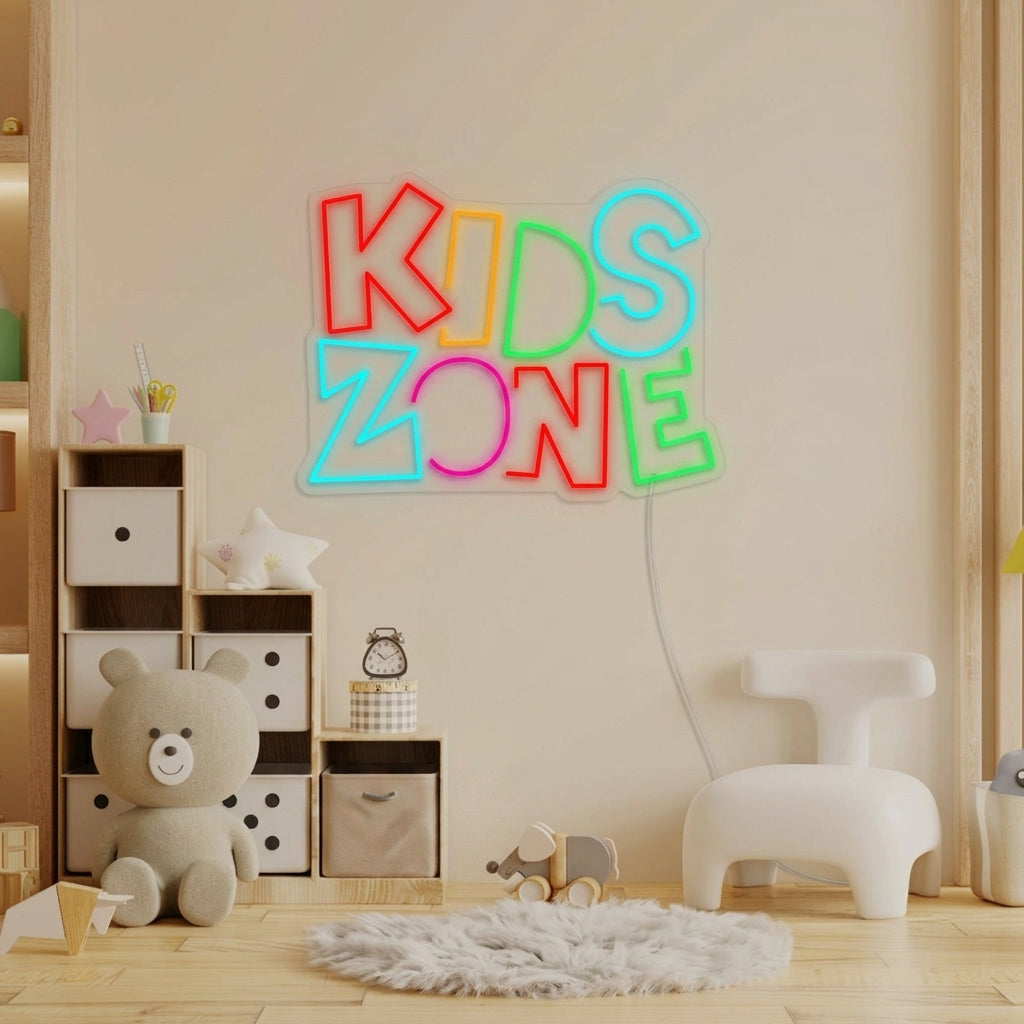 "Kids Zone, Decorazione della stanza dei bambini" Insegna al neon