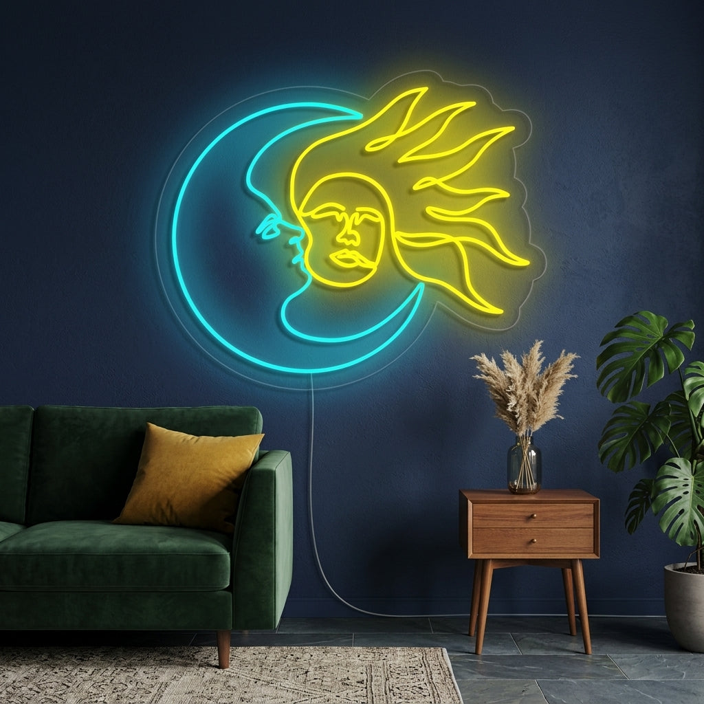 "Giorno E Notte Luna E Sole" Insegna al neon