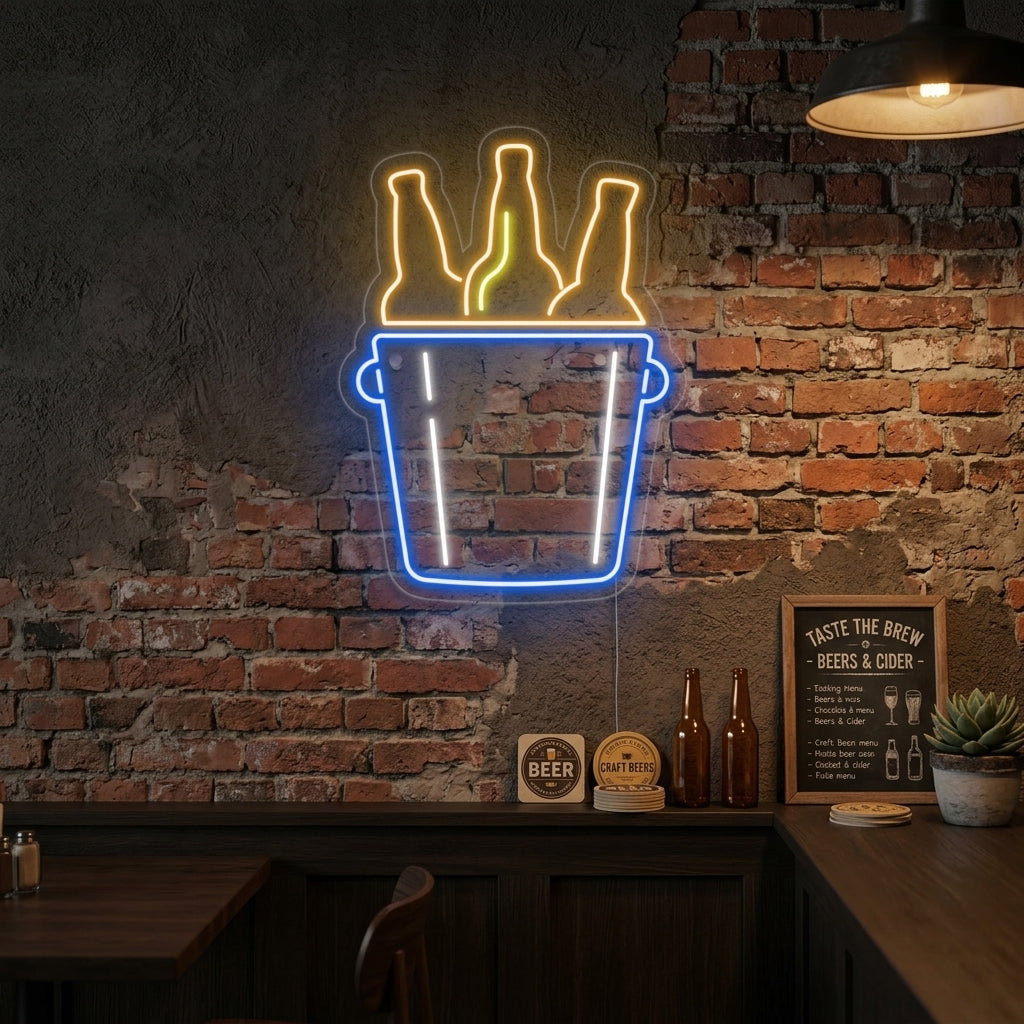 "Secchio Di Birre" Insegna al neon