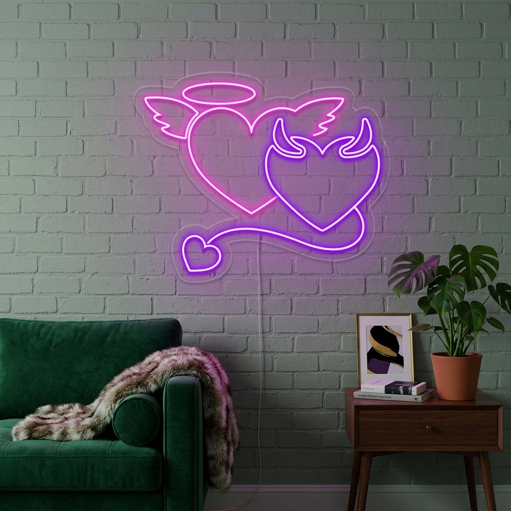 "diavolo angelo" Insegna al neon